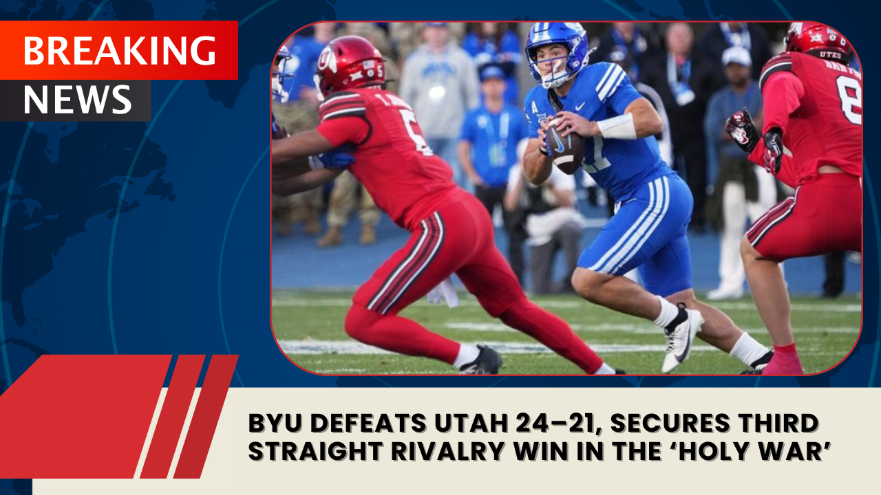 You are currently viewing BYU Defeats Utah 24–21, Secures Third Straight Rivalry Win in the ‘Holy War’