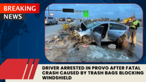 Read more about the article Driver Arrested in Provo After Fatal Crash Caused by Trash Bags Blocking Windshield