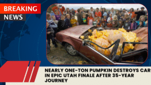 Read more about the article Nearly One-Ton Pumpkin Destroys Car in Epic Utah Finale After 35-Year Journey