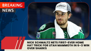 Read more about the article Nick Schmaltz Nets First-Ever Home Hat Trick for Utah Mammoth in 6–3 Win Over Sharks