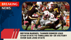Read more about the article Bryson Barnes, Tanner Rinker Lead Utah State to Thrilling 30–25 Victory Over San Jose State